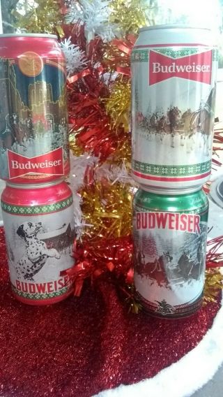 Budweiser 2020 Four Can Set Clydesdale Holiday Stein Christmas Cans Empty Bo