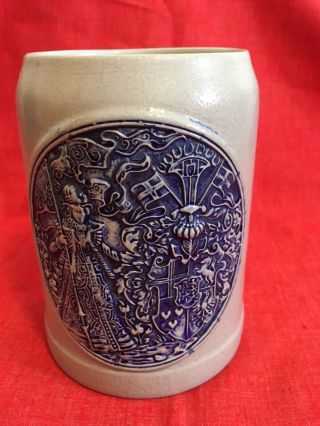 Vintage Gerz Germany Stoneware Beer Stein Mug Tankard West Raised Blue Shield