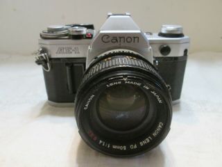 Vintage Canon Ae - 1 Slr Film Camera With Canon Fd 50mm 1:1.  4 Ssc Lens