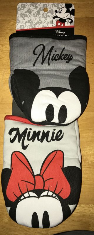 Nwt 2 Pack Disney Minnie & Mickey Mouse Oven Mini Mitts Pot Holders Neoprene