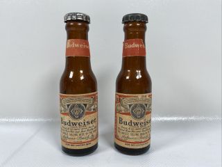 Vintage Budweiser Mini Beer Bottles Salt And Pepper Shaker Set
