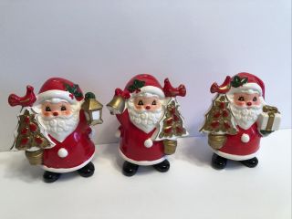 Set Of (3) Vintage Napco Napco Ware Santa Claus Figurines X - 8785 Christmas Japan