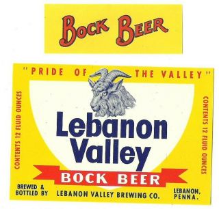 Lebanon Valley Bock Beer Label,  Non - Irtp,  Lebanon,  Pa,  1950s