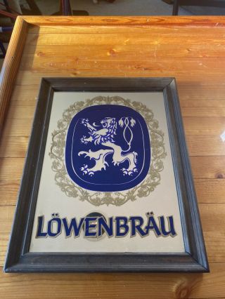 Vintage Lowenbrau Beer Mirror Sign 11” X 14”