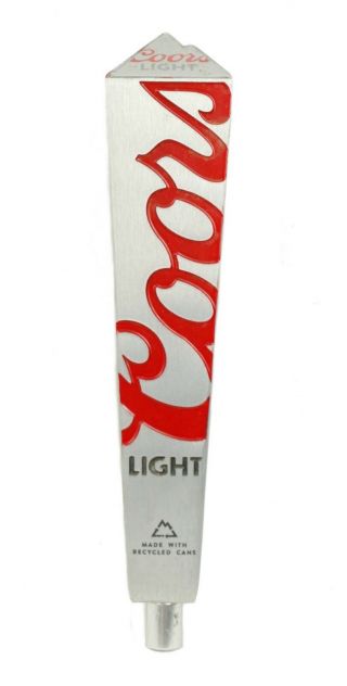 Silver Red Metal Coors Light Made With Recycled Cans Beer Bar Tap Handle