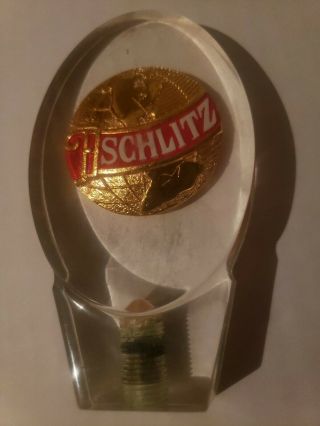 Vintage Schlitz Brewing Milwaukee World Globe Acrylic Beer Tap Handle Cave Party