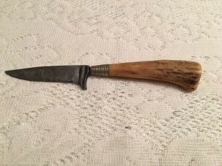Early Vintage Hunting Knife With Stag/antler Handle
