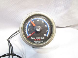 Vtg Sun Tach Sst - 802 8000 Rpm Blueline Tachometer 8 Cyl 1960 
