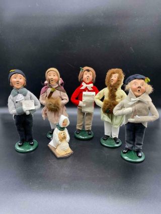 6 Vintage Byers Choice " The Carolers " 1989 - 1991 Dog And Boy