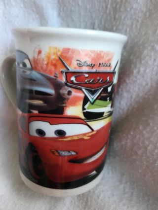 2011 Disney Pixar Cars Coffee Mug Cup Lightning Mcqueen Tow Mater Finn