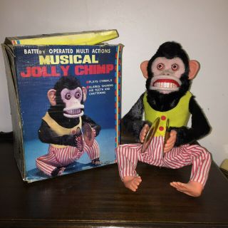 Vintage Musical Jolly Chimp Battery Op W/original Box Great Shape Non Op