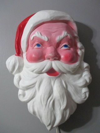 Vintage Union Products 22” Lighted Hanging Santa Face Blow Mold