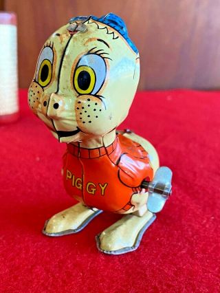 Vintage Louis Marx Piggy Tin Lithograph Wind Up Toy In