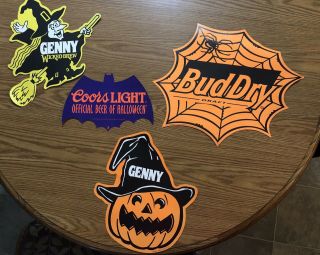 Vintage 1993 Budweiser Bud Dry Draft Beer Coors Light Genny Halloween Signs