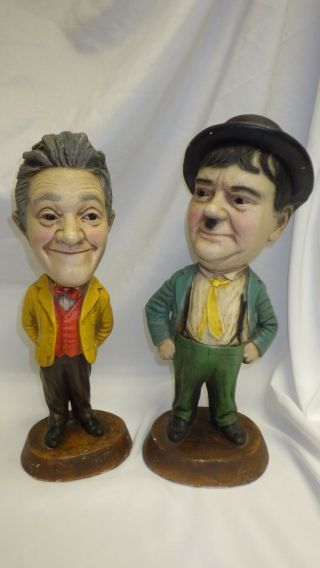 Vintage 1971 Esco Chalkware Statues - Stan Laurel & Oliver Hardy