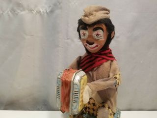 Vintage 1950 ' s Hobo Accordion & Monkey Battery Operated Toy by Alps 50207 2