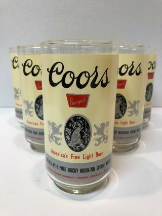 Set Of 6 Vintage Coors Beer Glass Tumblers