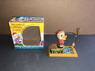 Wind Up Tin Litho Fishing Duck Toy Japan - Easter Unltd