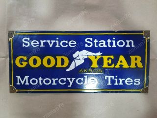 Goodyear Service Station Vintage Porcelain Sign 18 X 8 Inches
