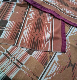 Vintage Indian Style Camp Blanket Western Southwest Salmon White Red Brown