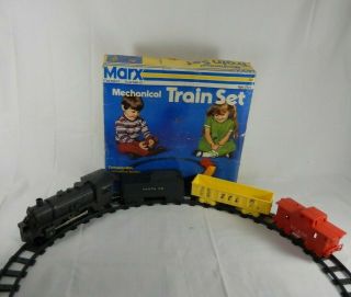 Vintage Marx Wind Up Mechanical Train Set With Box (no Key)