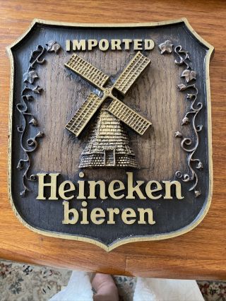 Imported Heineken Bieren Beer Sign Windmill Shield 1982 Bar Breweriana Vintage