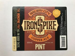 Canada Beer Label - Railway City Brewing Co - Iron Spike Copper Ale