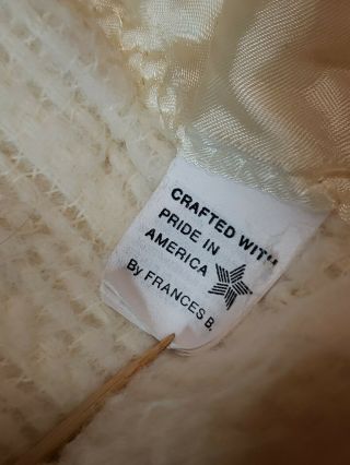 Vintage Satin Trim Waffle Weave BEIGE Acrylic Blanket Queen Made in USA 90x96 3