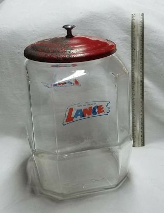 Vintage Large Lance Cracker Biscuit Counter Bar Display Jar - 10 1/4 " Tall