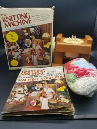 The Knitting Machine By Mattel - Loom,  Project Book Vintage Brown 1974