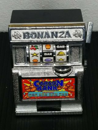 Vintage Bonanza Savings Bank Slot Machine One Armed Bandit Display Game -