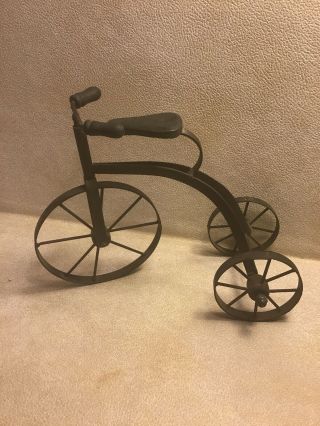 Vintage Hand Crafted Metal Tricycle Small Miniature Toy Bicycle Dolls Or Decor