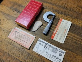 Vintage Starrett Micrometer 230 Machinist Tools Precision Gauges Calipers ☆usa