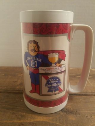 Vintage Pabst Blue Ribbon Plastic Mug Thermo Serv Beer Cup Cool Blue 2