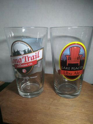 2 - Pint Glasses - - Long Trail Brewing A Taste Of Vermont And Lake Placid Ubu - Ale