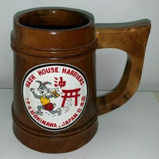 Hash House Harriers,  Okinawa,  Japan,  Wooden Beer Stein / Mug (bugs Bunny Look Like)