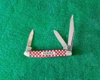 Kutmaster Pocket Knife Advertising Purina Chows Feed 3 Blades