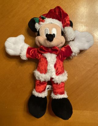 Disney Parks Christmas Holiday Sparkle Mickey Mouse Santa Claus Plush 12”