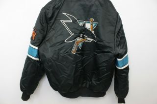 Vintage Satin San Jose Sharks Black Snap Button Jacket Nhl Hockey