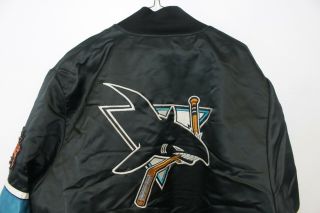 Vintage Satin San Jose Sharks Black Snap Button jacket NHL Hockey 2