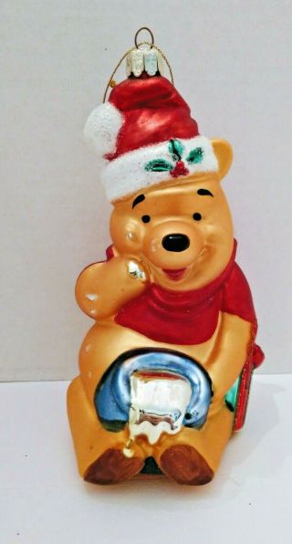 Disney Winnie The Pooh Blown Glass Ornament Pooh