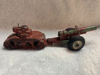 Vintage Arcade Cast Iron Tank And Cannon