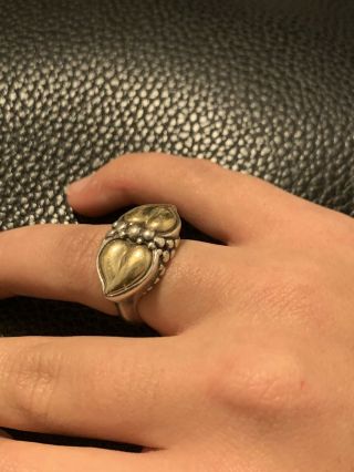 Vintage Sterling Silver And 18k Gold Ring