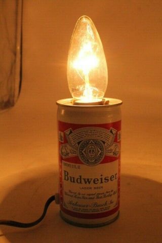 Vintage Budweiser Portable 12 Oz Beer Can Lamp Light Plug - In