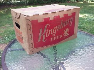 Vtg Kingsbury Beer Cardboard Bottle Case Crate Box Mid Century Wisconsin