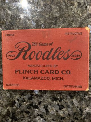Vintage 1912 Game Of Roodles Card Game - Box And Cards.