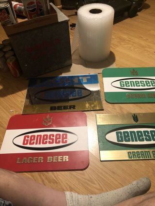 4 Vintage Plastic Genesee Cream Ale Beer Signs