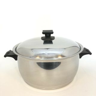 Vintage Rena - Ware 6 Qt Stock Pot Dutch Oven W/ Vented Lid 3 - Ply Stainless Steel