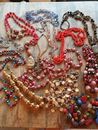 Joblot Of Vintage Costume Jewellery Necklaces