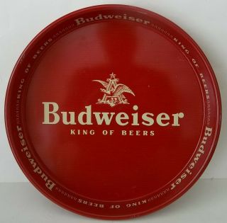 Vintage 1968 Budweiser King Of Beers Metal 13 " Diameter Red Circle Serving Tray